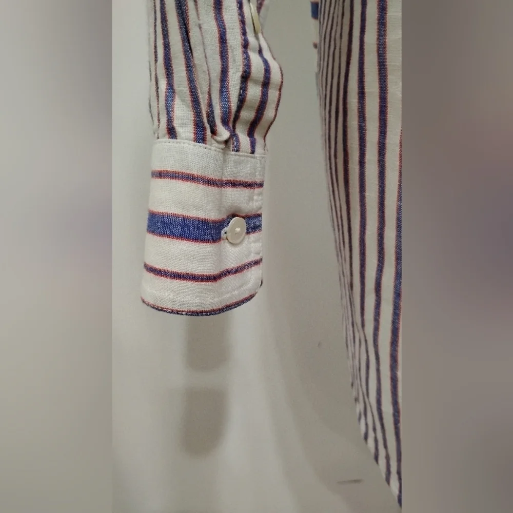 J. CREW STRIPED LINEN SHIRT DRESS
